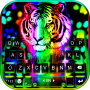 icon Rainbow Neon Tiger Keyboard Background